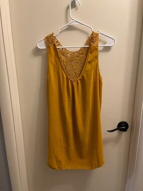 Mustard Yellow Lace Back Slip Shirt
